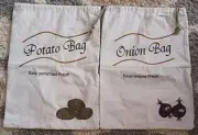 2 Cute Cotton Potato & Onion Bags 14x19 in. Keep Potato & Onions Fresher Longer