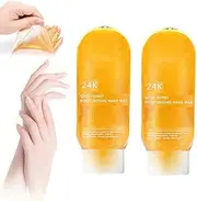 24k Gold Honey Peel Off Hand Wax, Remove Dead Skin Moisturizing Whitening Hand Wax, 220Ml Hands Care Paraffin, Hand Mask Milk Honey Peel Off Hand Wax (2Pcs)
