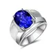 斯里蘭卡 3克拉 方鑽 藍水晶 皇家藍 水晶 藍寶石 二度燒 戒指 可調式戒圍 不退色1947
