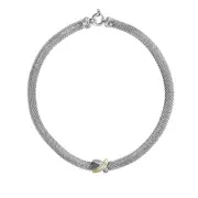 18k Yellow Gold And Sterling Silver Popcorn Necklace, 17"