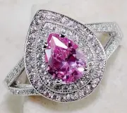 2CT Treated Pink Sapphire & Topaz 925 Solid Sterling Silver Ring Sz 7 UB2-6