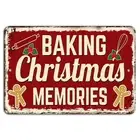 Baking Christmas Memories Vintage Rustic Holiday Sign for Festive Kitchens