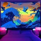 Japan Vintage Large Wall Art Poster Blacklight Tapestry UV Reactive Wall Hanging