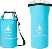 [Oak-Sports] Dry Bag Waterproof Backpack 5L/10L/20L, Roll Top Lightweight Beach Bag with Double Zipper Seal for Swimming, Kayaking, Hiking, Boating, Adjustable Shoulder Strap (Sky Blue, 10L)