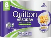 Quilton Absorba Double Length Paper Towel, White, 8 Count