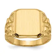 14K Yellow Gold 14 x 15 mm Open Back Men's Signet Ring