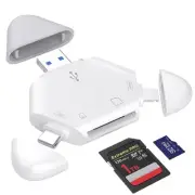 SD Card Reader for iPhone Triangle USB White(Lightning+USB+USB-C for SD+TF)