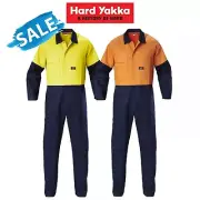 SALE! Hard Yakka Hi-Vis 2 Tone Work Phone Cotton Drill Coverall Overalls Y00270
