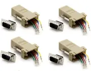 4x DB9 Male RS232 to RJ11 RJ12 6P6C 6 Wire Telephone Phone Modular Adapter
