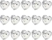 sourcing map 15 Pcs 3D Heart Transparent Nail Rhinestones K9 Glass Crystal Rhinestones Pointed Back Crooked Heart Gems for Nail Charm Art DIY Decoration Craft 8x8mm