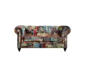 BT Chesterfield Fabric Upholstered 2 Seater Sofa Patchwork