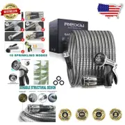 50FT Stainless Steel Garden Hose - Heavy Duty, Flexible & Tangle-Free Design