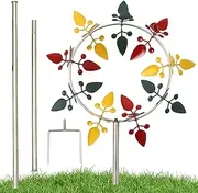 Garden Windmill,Metal Windmill Wind Sculptures Outdoor - Bright Weatherproof Pinwheels Yard Decoration for Farm Pathway Driveway