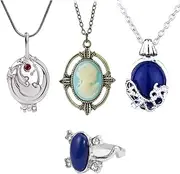 [Young Chii] The Vampire Diaries Daywalking Katherine Sapphire Crystal Pendant Necklaces Ring Elena Verbena Opening Charm Necklace Movie Jewelry Set Cosplay For Fans
