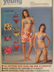Sz 6 - 20 String Bikini Triangle Bikini Sewing Pattern Burda 8038 Sarong