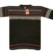 WOMEN HANDMADE ANDEAN ALPACA GREEN SWEATSHIRT SWEATER L