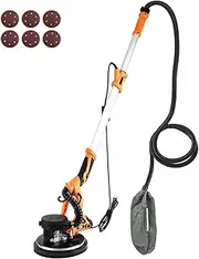 Drywall Sander, 750W Electric Sanding Machine with LED Light, 6 Variable Speeds, with Telescopic Pole and 6 Sandpapers, Electric Drywall Sander for Sanding and Polishing