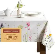Maison d'Hermine Table Cloth Rectangle Table 100% Cotton 60 x 90 Inches Tablecloth Reusable Decorative for Dining Room, Farmhouse, Home, Party, Festive & Wedding Spring Summer - Botanical Fresh