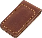 FIXOSHEE Leather Clip Cable Organizer Vintage Bookmark Card Holder for Men Design Brown Tangle Electronic Device Cable Storage