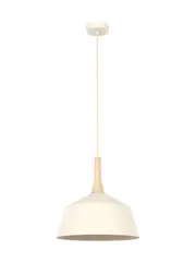 Husk 1 Light Medium Pendant in Travertine with Beige Shade