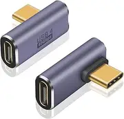 Poyiccot USB C Right Angle Adapter 40Gbps, 8K@60Hz, 100W, USB C 90 Degree Adapter, Right Angle Type C Male to Female Extender Thunderbolt 4 Connector for iPhone/PC/Galaxy S23, 2-Pack