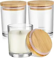 3 Pcs Clear Candle Jars with Lids Elegant Glass Candle Containers Storage Multi Functional Use for Home Decor