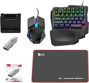 Wired Game Keyboard And Mice, Light Up Keyboard And Mice Half Hand, Ergonomic Half Hand Converter Set For Typing Programming Esports