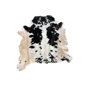 Abstract pattern White/Black and Tan spotted Natural Cowhide Rug | Western Rug