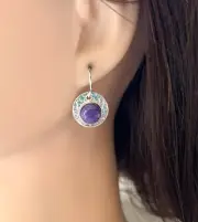 Purple Hammered Disk Earrings Sterling Silver Wires Sundance Treasures Jewelry