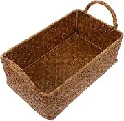KOMBIUDA Elegant Handmade Rattan Basket Kitchen Storage Office Bin Mini Foldable Storage Stackable Baskets Home Supplies
