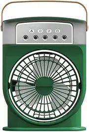 [Lazycloud] Air Conditioner Fan USB Personal Air Cooler Mini Humidifier Misting Fan with 7 Colors LED Lights Portable Fan-Green
