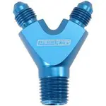 Aeroflow 1/4" Npt Y Block to 2 X -3AN Male Fittings Nitrous Nos Blue - AF147-04-03