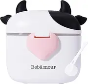 Bebamour Baby Formula Dispenser Portable Travel Milk Powder Formula Container Candy Fruit Snack Storage Container with Scoop and Leveller, BPA Free, 450 ML (A Black)