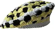[SKUZA] Knitted Hat,Hollow Crochet Beret Hat for Women Painter Hat Pumpkin Hat French Beanie Hat for Girls Colorblock Artist Hat