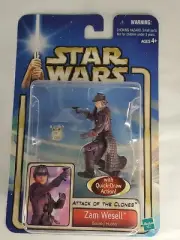 STAR WARS ATTACK OF THE CLONES ZAM WESELL BOUNTY HUNTER WITH QUICK-DRAW ACTION