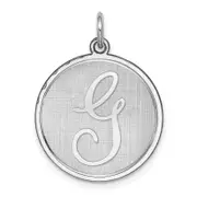 Sterling Silver Rhodium-Plated Brocaded Letter G Initial Charm