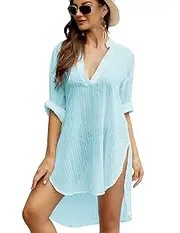 [Ekouaer] AI'MAGE Women's Swimsuit Beach Cover up Sexy Bikini Tunic Shirt Dress Beachwear Bathing Suit Cover ups