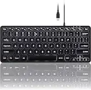 Perixx PERIBOARD-332 Wired Backlit USB Keyboard - Mini 11.22x4.57x0.83 Inches - Slim Scissor Keys with Big Font - White Illuminated LED - US English