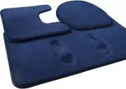 FEELSO Memory Foam Bath Mat, 3 Piece Rugs Soft Non Slip and Absorbent Blue