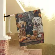 Labrador Retriever Dogs Fall Garden Decor, Thanksgiving Pumpkin Yard Flag,