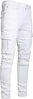 [JUNBAOSS] Men's Slim Fit Stretch Jeans Ripped Skinny Jeans for Men, Distressed Straight Leg Fashion Comfort Flex Waist Pants