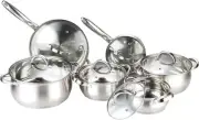 12-Piece Induction Ready Stainless Steel Cookware Sets with Glass Lid, Silver on