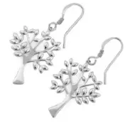 solid .925 Sterling Silver Tree of Life Hook Earrings Gift Box