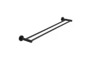 MEIR Round Brass Double Towel Rail - Matte Black - 600mm
