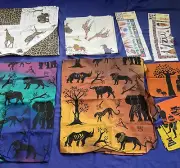 AFRICAN TEXTILES Lot Animals Wall Art Tapestries Tablecloths fabric block prints