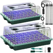Seed Starter Tray with Grow Light, 2 Packs 80 Cells Seed Starting Kit Seedlin...