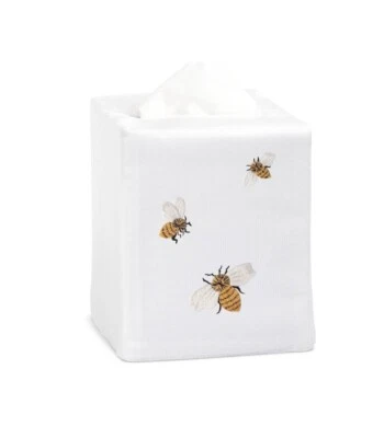 Bees Tissue Box Cover - White Cotton New