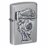 Zippo Refillable Metal Constructed Windproof Dead Mans Hand Emblem Lighter