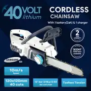 40V 30cm Cordless Chainsaw with Auto-Tension&Auto-Lubrication for Wood Cutting