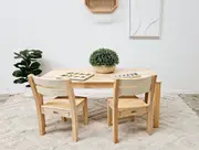 Q Toys Rubberwood Rectangular Table 120cm & 2 Stacking Chairs